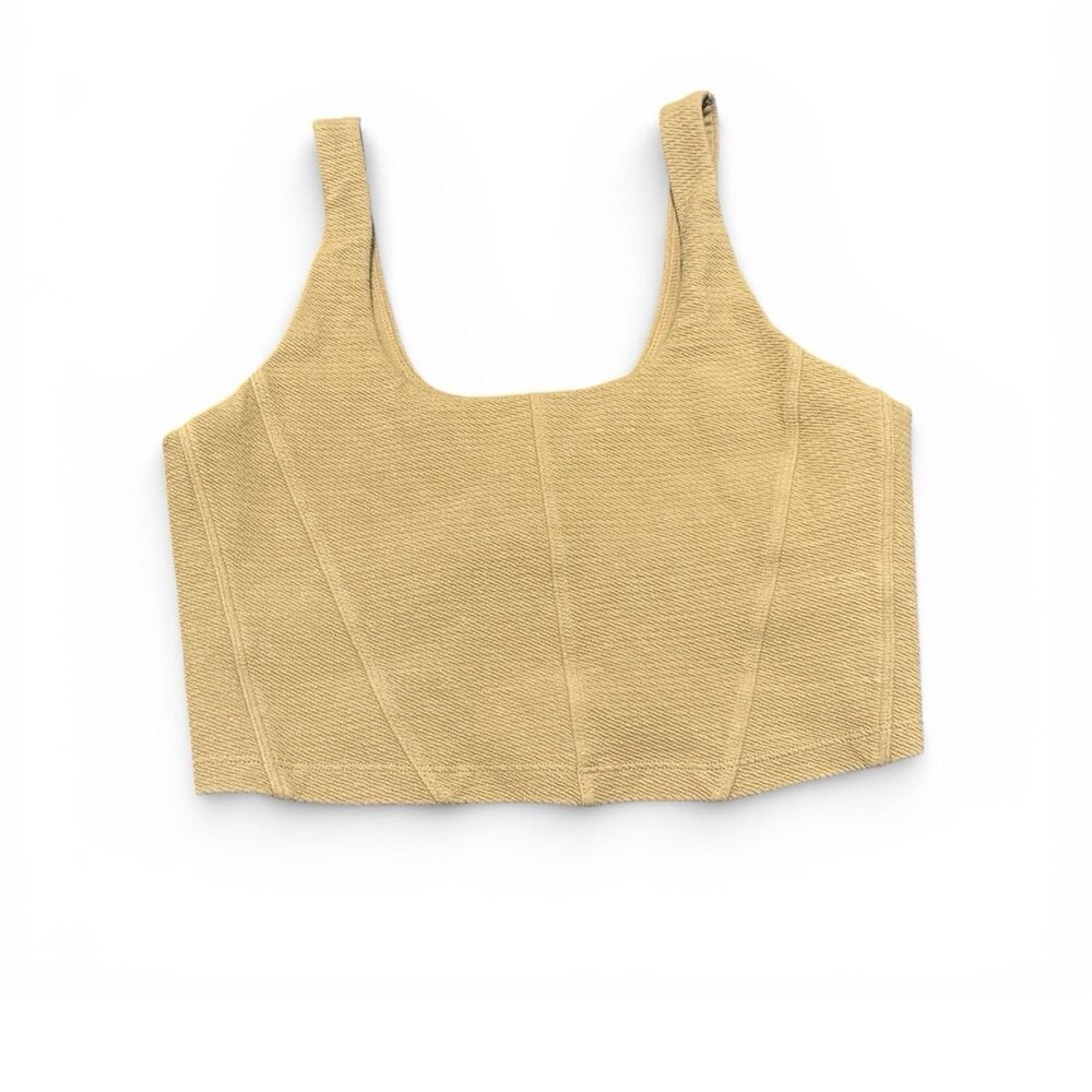Aerie Party Favor Corset Cropped Built In Bra Top Beige Women's Medium
